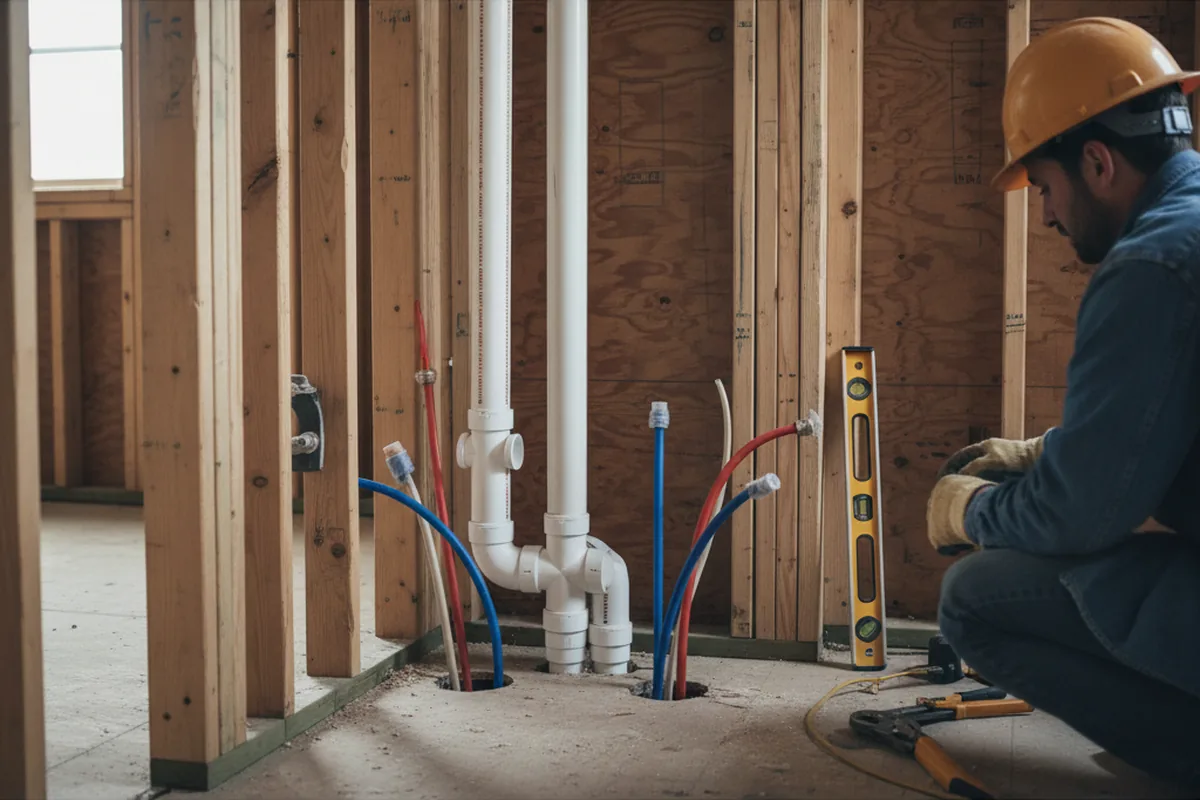 Drain and supply rough-in during Sump Pump Repair in Talladega